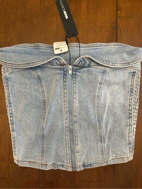 Fashion Nova Light Blue Denim Corset Top